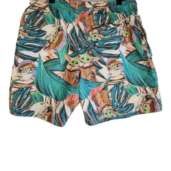 Star Wars Baby Yoda Tropical Swim Trunks Drawstring - Picture 4 of 5
